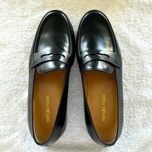 Sergio Rossi Black Penny Loafers Italian 39-1/2 Excellent Condition in Box